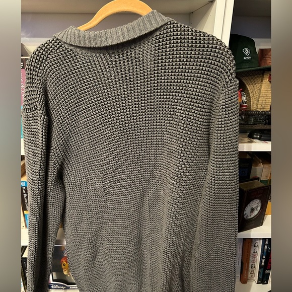 American Rag Grey Knit Collared Sweater with Zipper - Picture 3 of 3